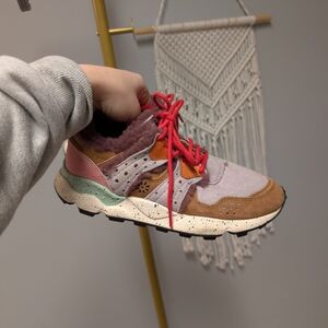 Flower Mountain Colorful Sherpa Lined Sneakers Japanese Streetwear Size 8